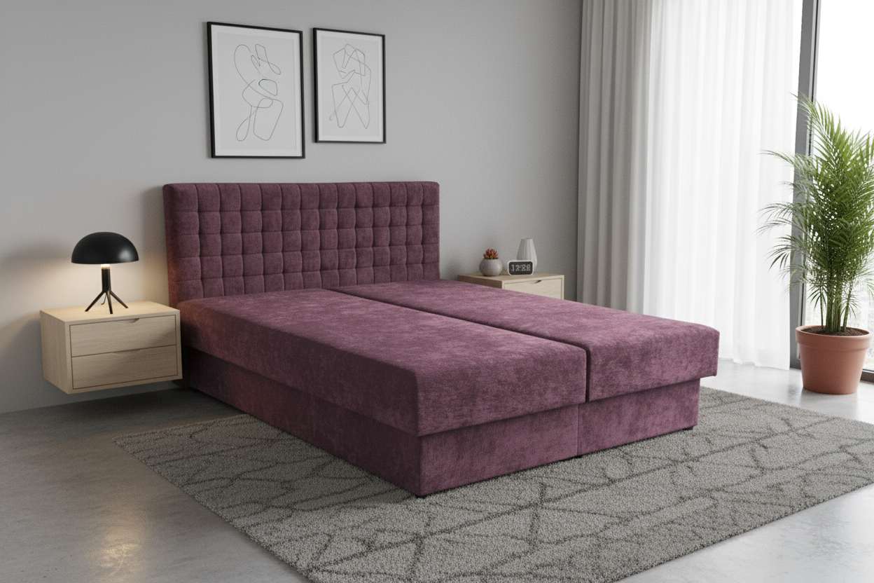 Łoże tapicerowane 160 małe kwadraty